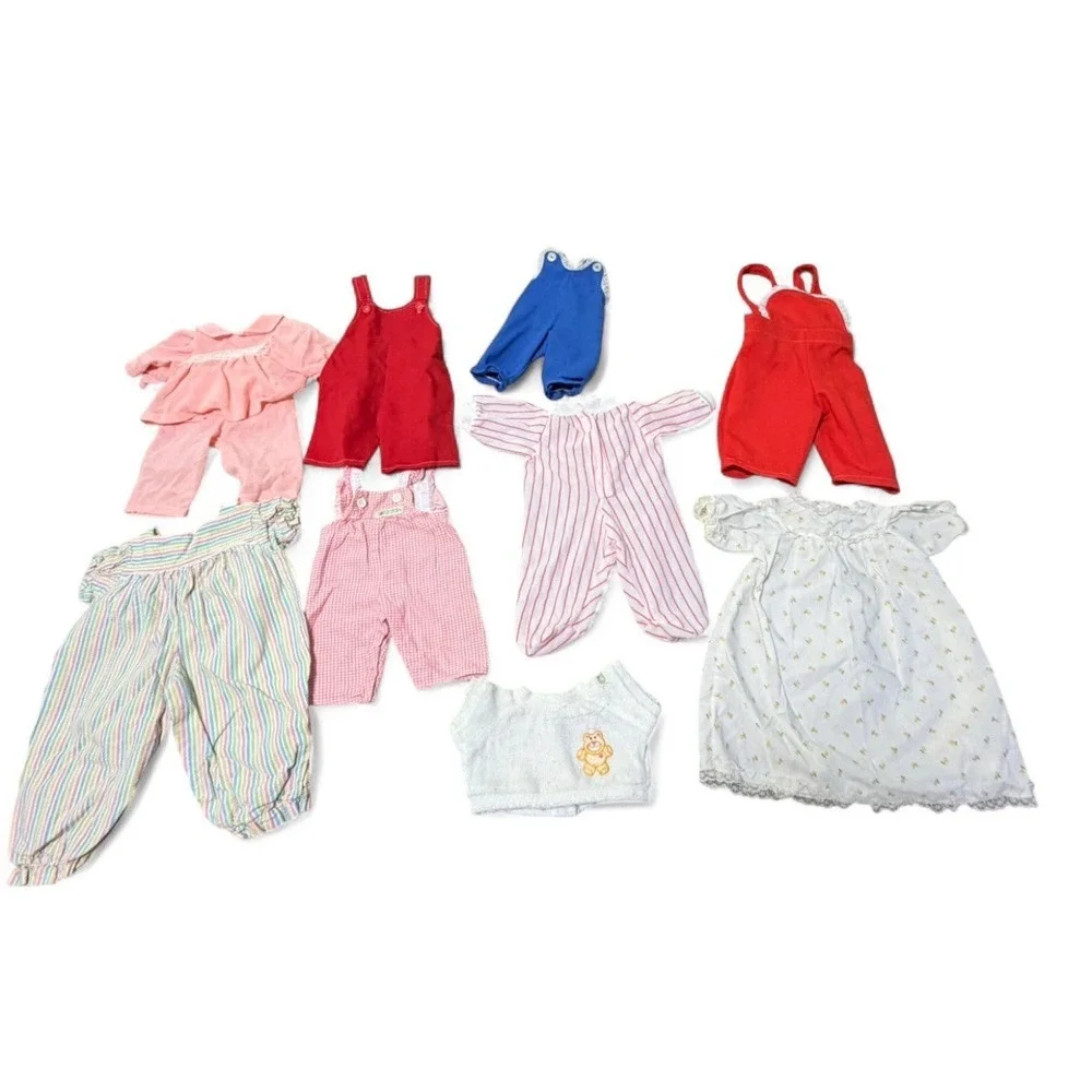 Vintage Cabbage Patch Kids Doll Clothes Lot 9 Pc Dresses Overalls Pajamas Outfit